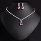 Small Square Bride Collarbone Chain Design Simple Zircon Pendant Earrings