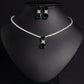 Small Square Bride Collarbone Chain Design Simple Zircon Pendant Earrings