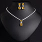 Small Square Bride Collarbone Chain Design Simple Zircon Pendant Earrings
