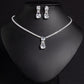 Small Square Bride Collarbone Chain Design Simple Zircon Pendant Earrings